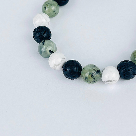 Браслет регулируемый "Стихия Воздух" из Пренита, Говлита и Лавы, Артикул: 114754 - изображение товара №4