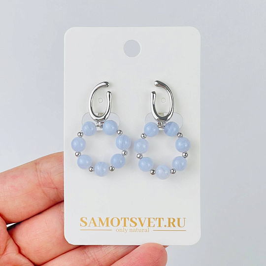 Серьги из Голубого агата, Артикул: 118488 - изображение товара №1
