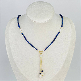 Колье из Содалита и Жемчуга