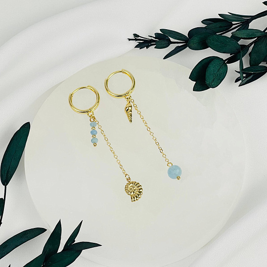 Серьги длинные из Аквамарина, Артикул: 116844 - изображение товара №2