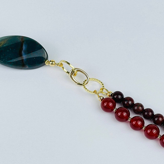 Колье из Яшмы и Сердолика, Артикул: 118163 - изображение товара №2