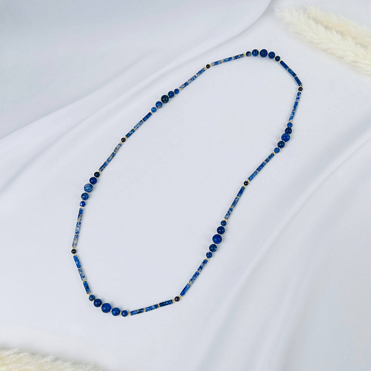 Колье из Содалита и Граната, Артикул: 116975 - изображение товара №1