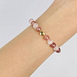Браслет из Клубничного и Розового кварца со вставкой сердце