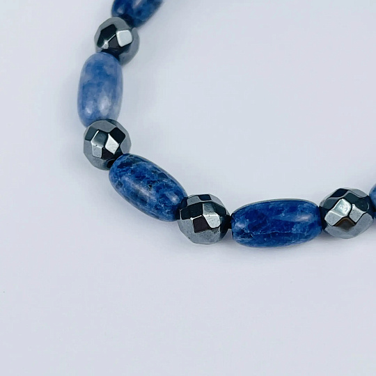 Браслет из Содалита и Гематита, Артикул: 118682 - изображение товара №3