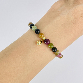 Браслет из Турмалина микс с подвеской, Артикул: 117833 - изображение товара №1