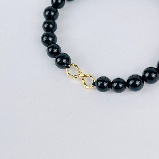 Браслет из черного Турмалина (Шерл) со вставкой, Артикул: 116989 - изображение товара №3