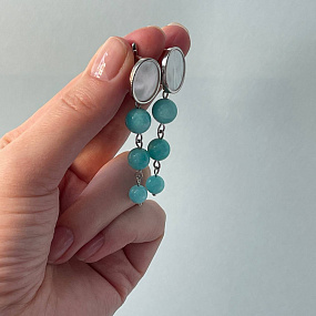 Серьги тройные из Амазонита, Артикул: 098510 - изображение товара №3