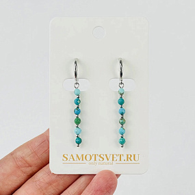 Серьги длинные из Бирюзы, Артикул: 118566 - изображение товара №1