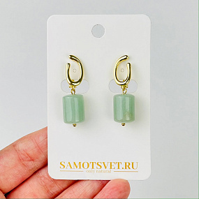 Серьги из зеленого Авантюрина, Артикул: 116860 - изображение товара №1