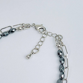 Браслет двойной из Гематита и Жемчуга, Артикул: 118280 - изображение товара №4