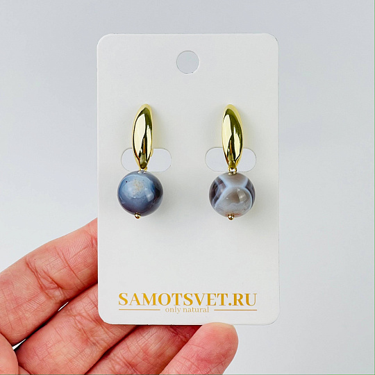 Серьги из ботсванского Агата, Артикул: 079048 - изображение товара №2