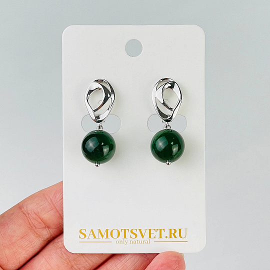 Серьги из Нефрита, Артикул: 117174 - изображение товара №1