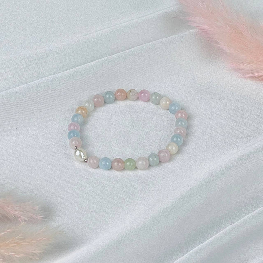 Браслет из Берилла микс и Жемчуга, Артикул: 118533 - изображение товара №2