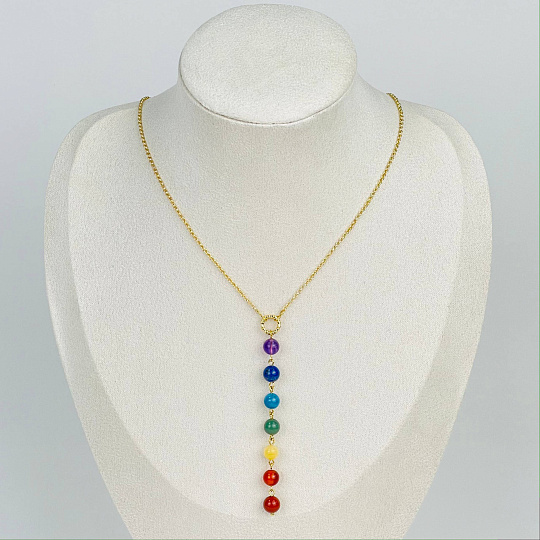 Колье на цепочке "7 чакр" с Самоцветами, Артикул: 117159 - изображение товара №1