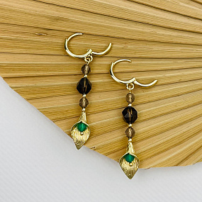 Серьги из Раухтопаза и Агата тон., Артикул: 103748 - изображение товара №3