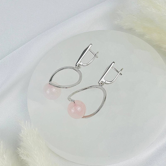 Серьги из Розового кварца, Артикул: 118397 - изображение товара №2