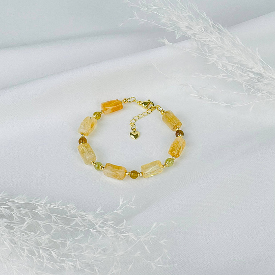 Браслет из Цитрина и Граната (Гроссуляр), Артикул: 117406 - изображение товара №1