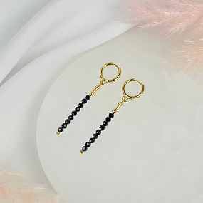 Серьги длинные из черной Шпинели, Артикул: 116853 - изображение товара №2