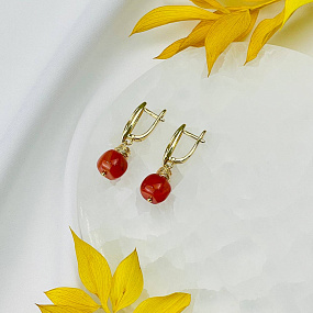 Серьги из Сердолика, Артикул: 114955 - изображение товара №2