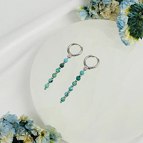 Серьги длинные из Бирюзы, Артикул: 118566 - изображение товара №2