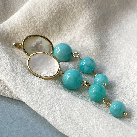 Серьги тройные из Амазонита, Артикул: 098509 - изображение товара №6