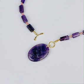 Колье из Аметиста и розового Кальцита, Артикул: 117168 - изображение товара №3