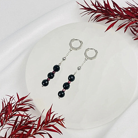 Серьги длинные из Агата и Граната, Артикул: 118581 - изображение товара №2