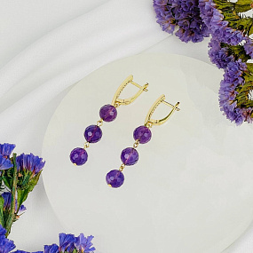 Серьги тройные из Аметиста, Артикул: 081601 - изображение товара №2