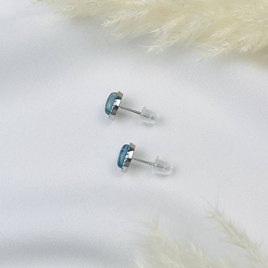Серьги-пусеты с Аквамарином, Артикул: 109459 - изображение товара №3