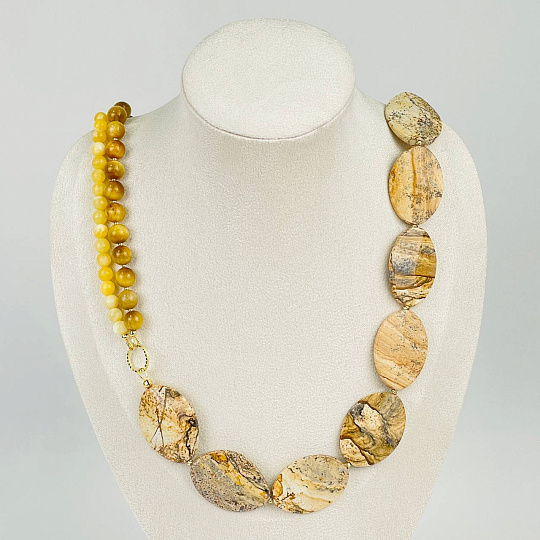 Колье из Яшмы, Тигрового глаза и Кальцита, Артикул: 118164 - изображение товара №1