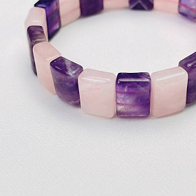 Браслет из Аметиста и Розового кварца, Артикул: 111675 - изображение товара №2