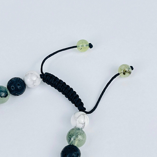 Браслет регулируемый "Стихия Воздух" из Пренита, Говлита и Лавы, Артикул: 114754 - изображение товара №3