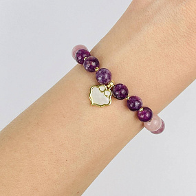 Браслет из мадагаскарского Розового кварца и Лепидолита с подвеской, Артикул: 118532 - изображение товара №1