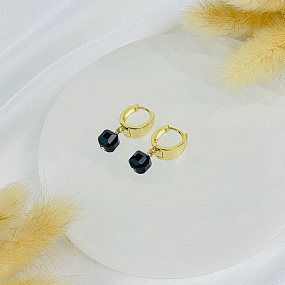 Серьги из черного Агата, Артикул: 118405 - изображение товара №2