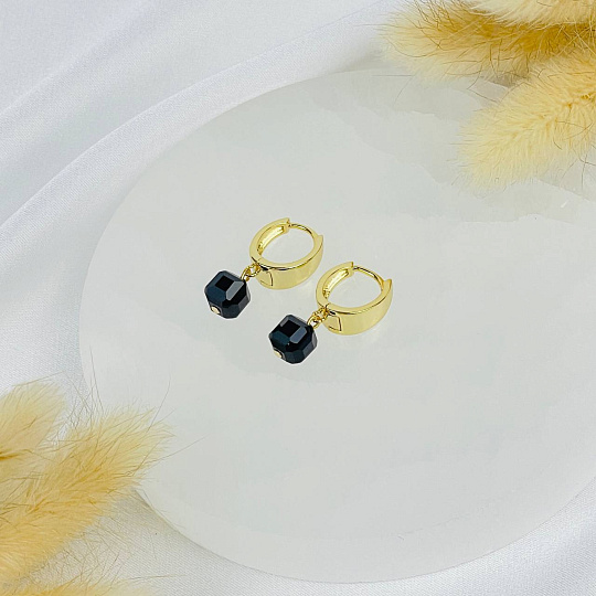 Серьги из черного Агата, Артикул: 118405 - изображение товара №2