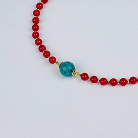 Колье из Коралла и Бирюзы, Артикул: 116993 - изображение товара №2