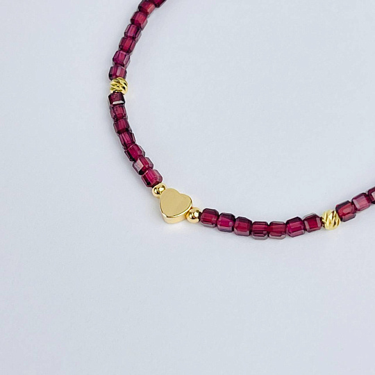 Браслет из Граната со вставкой сердце, Артикул: 118275 - изображение товара №4