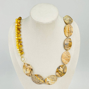 Колье из Яшмы, Тигрового глаза и Кальцита, Артикул: 118164 - изображение товара №1