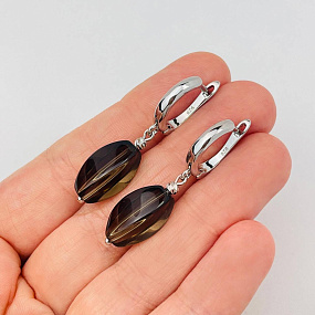 Серьги с камнем Раухтопаз, Артикул: 107786 - изображение товара №1