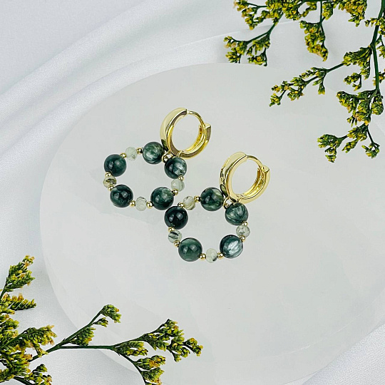 Серьги из Серафинита и Пренита, Артикул: 118499 - изображение товара №2