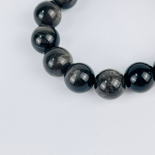 Браслет из серебристого Обсидиана, Артикул: 074304 - изображение товара №3