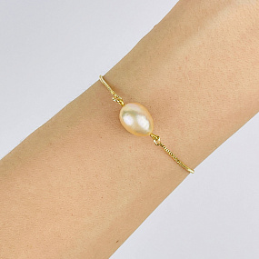 Браслет регулируемый с камнем Жемчуг, Артикул: 081653 - изображение товара №1