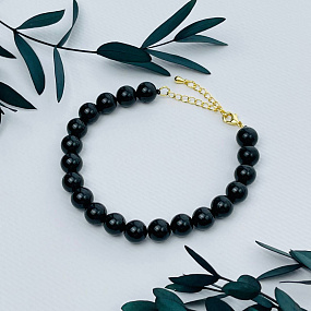 Браслет из черного Турмалина "Шерл", Артикул: 103647 - изображение товара №1