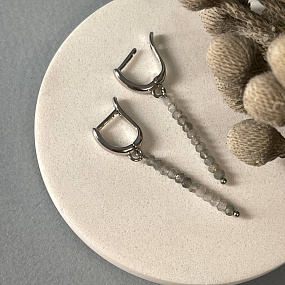 Серьги длинные из Лабрадора, Артикул: 097727 - изображение товара №2