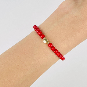 Браслет детский из Коралла во вставкой сердце, Артикул: 117149 - изображение товара №1