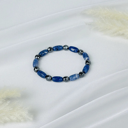 Браслет из Содалита и Гематита, Артикул: 118682 - изображение товара №2