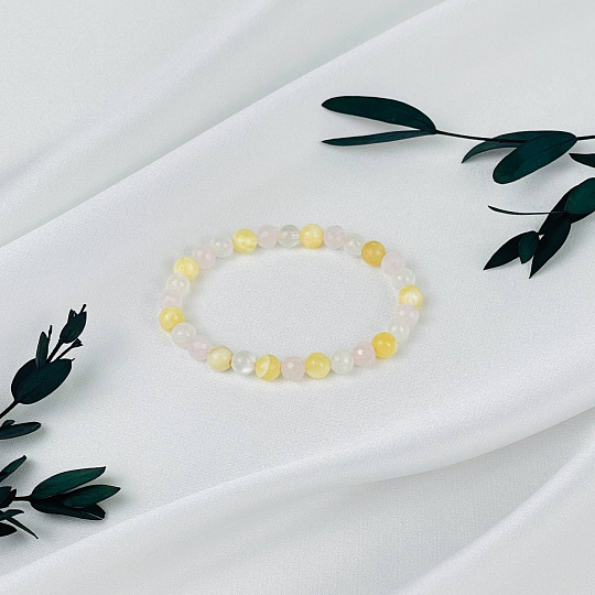 Браслет из Кальцита, Розового кварца и Лунного камня, Артикул: 118281 - изображение товара №1