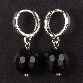 Серьги из черного Агата, Артикул: 075518 - изображение товара №1