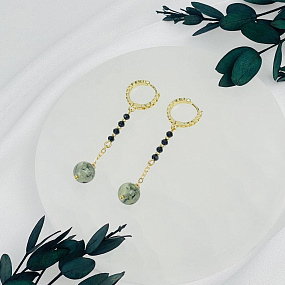 Серьги длинные из Шпинели и Пренита, Артикул: 118508 - изображение товара №2