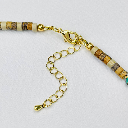 Чокер из песочной Яшмы и Бирюзы, Артикул: 111465 - изображение товара №4